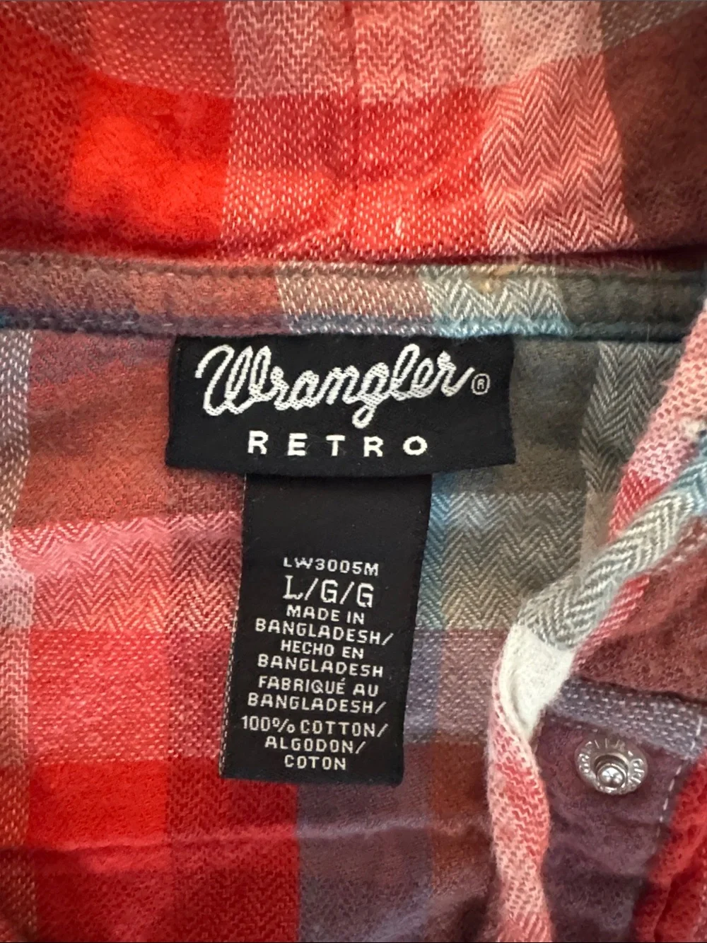 Plaid Hooded Button-Down Shirt Jacket - Red & Blue with Pearl Snaps
